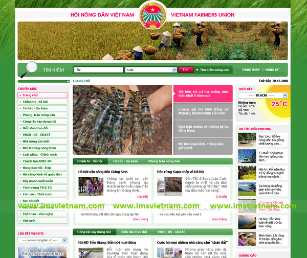 Giao diện website cho Hội Nông Dân Việt Nam