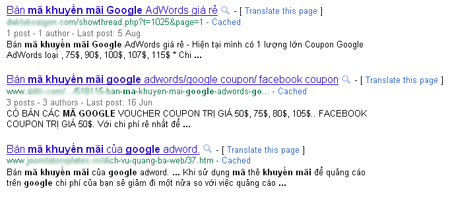 Nhiều người cả tin mua mã giảm giá quảng cáo Google đang bị bán tràn lan trên mạng và rơi vào tình trạng khóc dở mếu dở. Nhiều người cả tin mua mã giảm giá quảng cáo Google đang bị bán tràn lan trên mạng và rơi vào tình trạng khóc dở mếu dở.